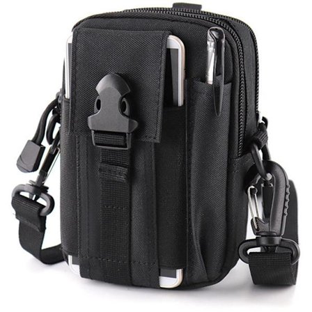 Midjeveske/Bag for voksne, 17,5x10x6cm, utendørs krok, med belte, for sport/vandring/camping/reise, svart