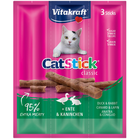 Vitakraft - CatSticks Mini Duck/Rabbit 3x6g, 20 stk. - Katt - Kattegodteri & kattegress - Tyggepinner til katt - ZOO.no