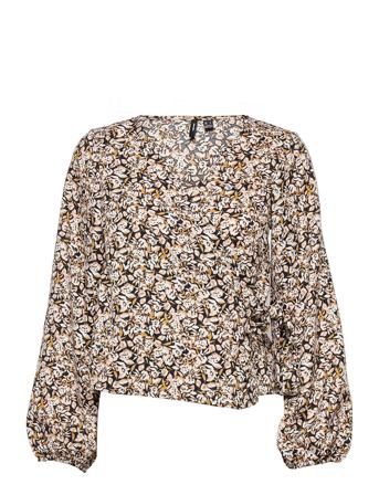 Vmisa 7/8 Wrap Top Wvn Ga Bf Blus Långärmad Beige Vero Moda