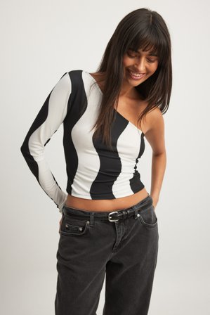 NA-KD Bedrucktes One-Shoulder-Top - Crop-Tops - - EU 48