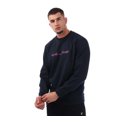 Lyle & Scott Herr Script Sweatshirt M Marinblå