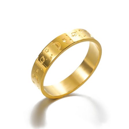 Rostfritt stål graverade Planet Moon Stars Ringar För Kvinnor Män Mode Accessoarer Natthimlen Ringar Astronomiska smycken