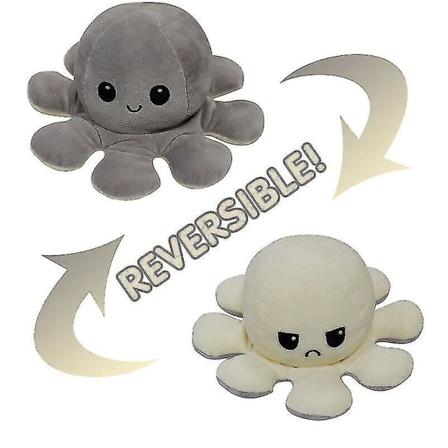 Kaksipuolinen käännettävä mustekala pehmolelut eläimet nukkelahja _v Gray beige