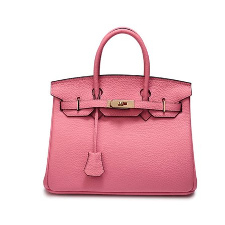 Damer Lærveske Første Lag Ku Skinn Tote Bag Pendler Crossbody Veske - Kirsebærblomst Rosa