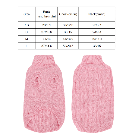 Vinterakrylfiber Pet Genser Myke Klær Søt Kostyme Holder Varmt for Hund Katt Rosa XS