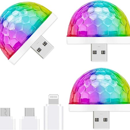 USB Mini Disco Valo 3 Pakkausta Juhlavalot Pallo Ääni Aktivoitu Halloween DJ KLB