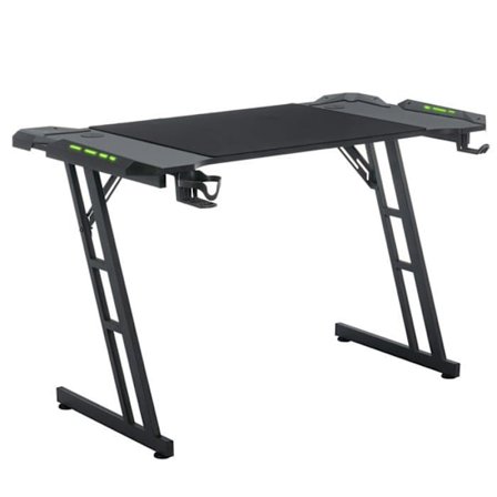 Bureau Gaming - LED - 140 x 60 x 74 cm - Ergonomisk - Kolfiber - Svart