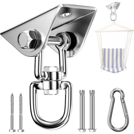 Loftkrog Kraftig Rustfrit Stål 360° Rotation Gyngkroge Ophæng med Skruer til Ophængning af Gyngestol Håndklæde Yoga Boksesæk Hængekøje