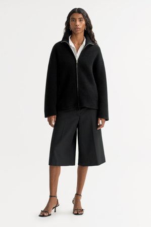 Soft Goat - Double knit Cardigan - Cashmere cardigan - L - Black