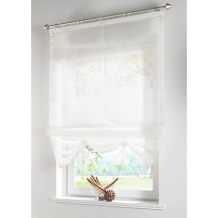 Hvit, LxH 140 x 155 cm 1-delt romersk rullegardin med løkker, gardiner, kjøkken, transparent, rullegardin med l