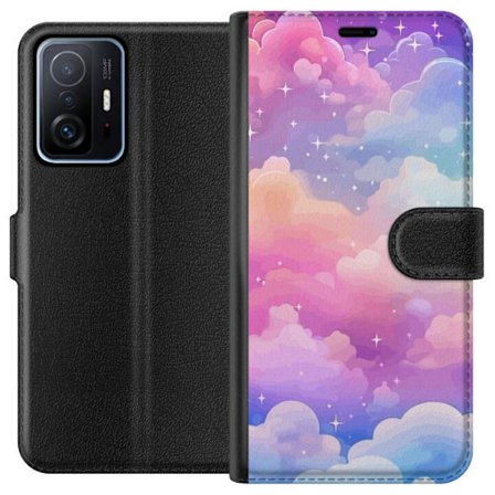 Kompatibelt Lommeboketui til Xiaomi 11T Søt enhjørning med regnbuefarget hår mot en stjernebelagt pastellbakgrunn i kawaii-stil