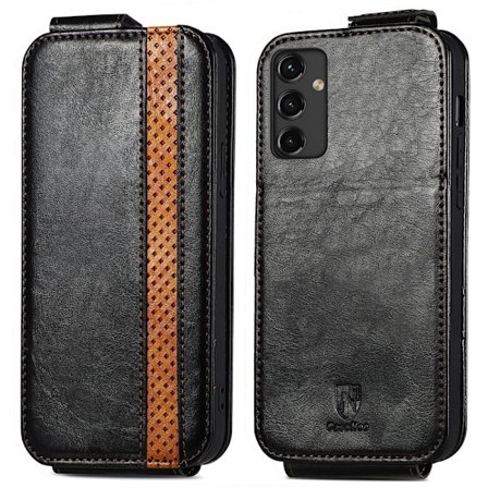 SKALO Samsung A14 4G/5G CASENEO Vertical Flip Lompakkokotelo - Musta