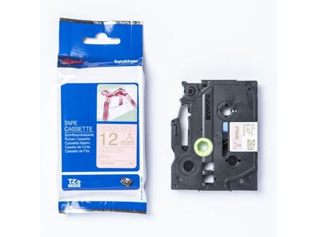 Brother Tape TZERE34 12mm guld på rosa - Lyreco - Kontorsmaskiner - Märkmaskiner och tape - Tape - Brother TZ