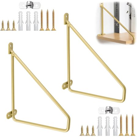 Stk. Metal Trekant Hyldeknægte til Hjemmekontor Restaurant Dekoration, Guld, 15cm