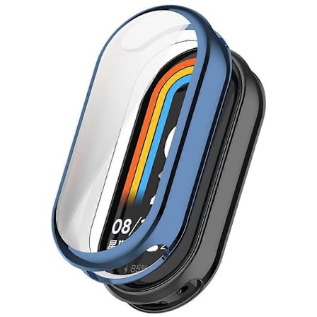 För Xiaomi Smart Band 10 / 10 NFC Klockfodral Fullständigt Skydd Reptåligt TPU-skydd Elektroplätering Blå