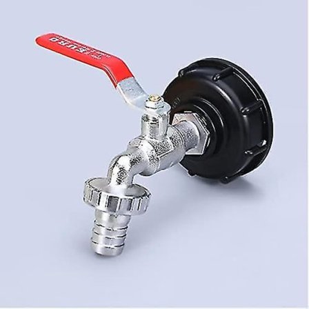 1000L Regnvandssamlerhane Tank - IBC Vandtankadapter med Dobbelt Regn, Legering Materiale Hane, PP Grov Gevind (60mm)