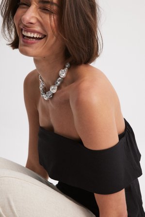 NA-KD Haut asymétrique en lin mélangé - Vêtements en lin - Noir - EU 36