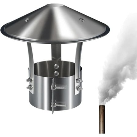 Ruostumattomasta teräksestä valmistettu savupiipun hattu 110 mm halkaisija sadesuoja ulkotulisijalle savukanava yhteensopiva savupiipun putken kanssa,