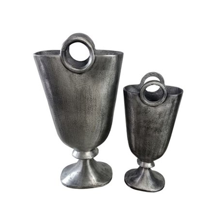 Aluminiumsvasesæt, 2 stk., antik sølvfinish