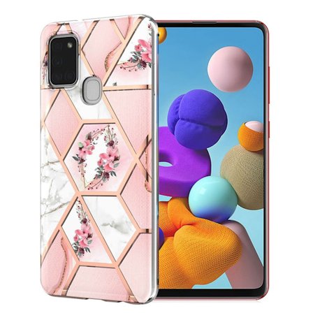 Marble design Samsung Galaxy A21s cover - Pink Marmor / Blomst