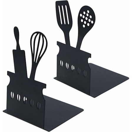 Sæt med 2 metal bogstøtter, L-formede sorte bogstøtter til bøger, magasiner, cd'er