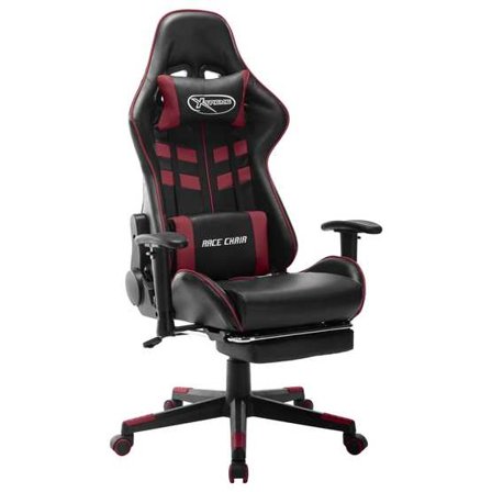 VidaXl Gamingstol Med Fotstöd Svart Och Vinröd Konstläder - Litenleker
