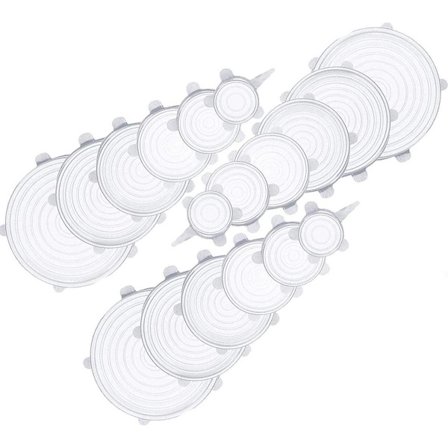 18 Silikonikantta Joustavat Tiivistyskannet Tuoreen Säilytykseen - Uudelleenkäytettävä Tiivistyskansi (3x6) 6 Eri Kokoa