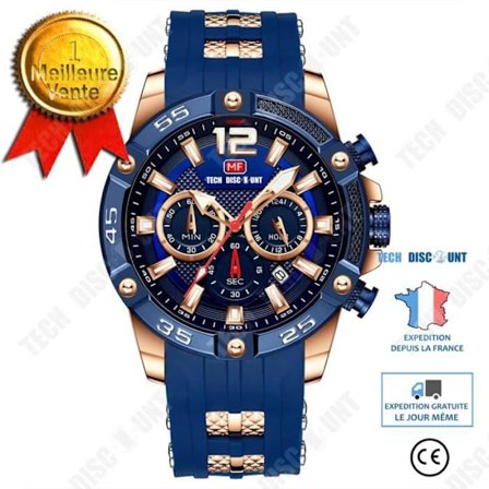 Sportklocka - TECH DISCOUNT - TD - Kvarts - Vattentät - Blå silikon