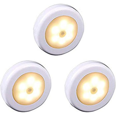 Trådlöst LED-ljus med rörelsesensor för garderob, trappor, hall, kök, sovrum (3st) (vit