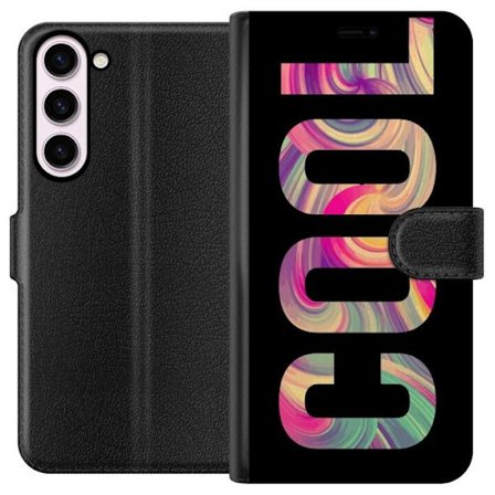 Kompatibel Tegnebogsetui til Samsung Samsung Galaxy S23+ Modern typografisk kunst med ordet LOVE i flydende regnbuefarver mod sort baggrund, der skabe