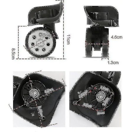 4 stk. Kuffert Hjul, udskiftning Spinner Hjul Til Universal Kuffert, drejelige Kuffert Hjul Udskiftning Tilbehør, Til Almindelig Rejsekuffert, trolley