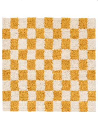 Chessie 200X200 Yellow/Off White Checkered Square Rug