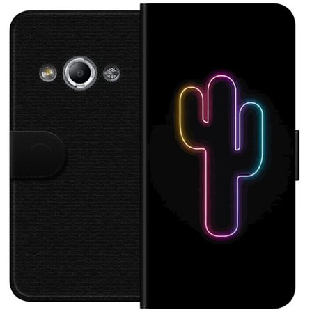 Kompatibel Tegnebogsetui til Samsung Galaxy Xcover 3 Neon illustration af kaktus i pink og blåt lys mod mørk baggrund