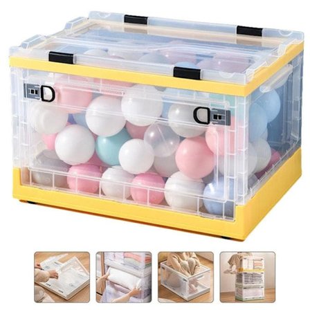 Multifunktionell hopfällbar förvaringslåda – Sidöppningsbar organisatör med lock (42x29,5x27 cm) – Garderobs- & lagerorganisering_TF_TF