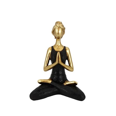 Polyresin-koristefiguuri, kulta/musta, 14x9x19 cm