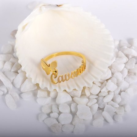 Custom Pearl Namn Ringar För Kvinnor Tjej Smycken i rostfritt stål Justerbara Öppna Personliga Ringar Bröllopstillbehör