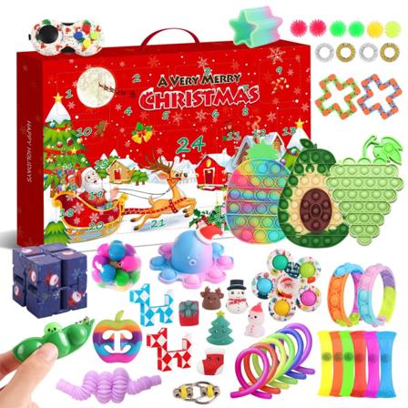 Uusi adventtikalenteri 2021 Joululelu lapsille Lähtölaskentakalenteri 24 päivän joululelut Christmas Push Bubbles Lelupakkaus Lahja Noel Dark Khaki