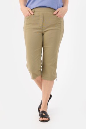 BRANDTEX - Capri Bukser - Khaki - Elastik i Taljen