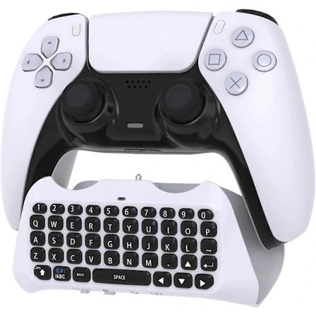 PS5 - Trådløst Bluetooth Game Chatpad Tastatur, 47 Taster - Innebygd Høyttaler & 3.5mm Headset Lyduttak Kompatibelt med DualSense Contro