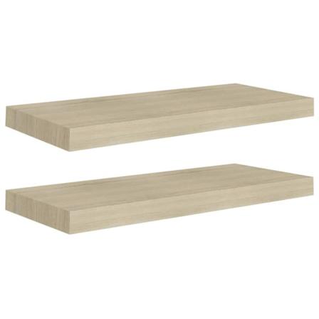 Vidaxl Svävande Vägghyllor 2 St Ek 60x23,5x3,8 Cm Mdf Brun