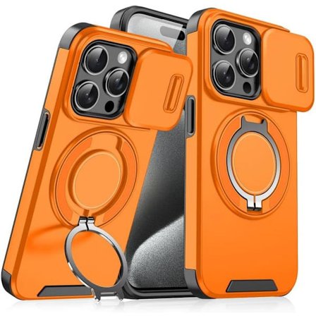 Militærgradert magnetisk deksel til iPhone iP 17 Air 2.0 - Støtsikkert med kameragliddeksel og 360° støttefotring (Oransje)
