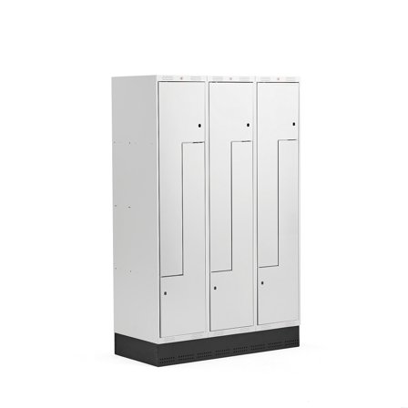 Z-Spind CLASSIC, 3 Module/6 Türen, 1890 x 1200 x 550 mm, grau