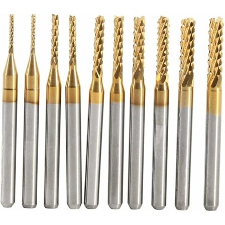 3 mm fræser, 2 mm fræser, 2 stk x 5 størrelser fræser, roterende fræsebor værktøj diameter 1 mm 1,5 mm 2 mm 2,5 mm 3 mm kit dele