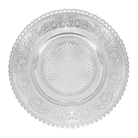 Vintage Klart Glass Preget Middagstallerkener Utsøkt Husholdnings Te Snack Tallerken for Restaurant