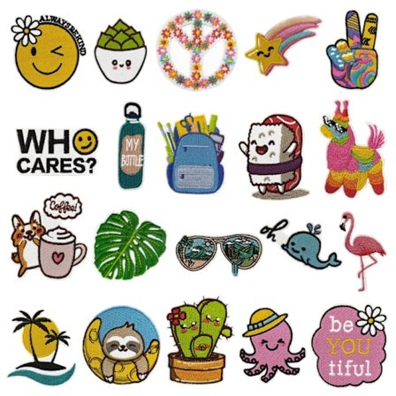 20 stykker fabrikkbroderi strykejern-på lapp, broderi klistremerke strykejern på lapper sy-på merke klistremerker for klær, ryggsekker, jeans, hatter,