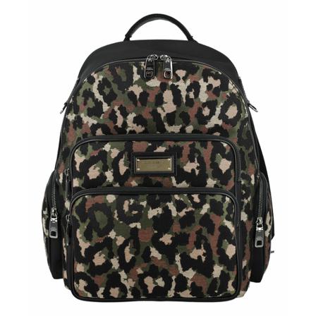 Dolce & Gabbana, Leopard Print Backpack Groen, Heren, Maat:ONE Size,polyester