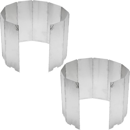 Matlagningsvindruta Utomhuskök 2-delad Camping Spis Vindskydd, 10-pack Aluminiumlegering Vikbara Vindskydd, Silver, 24x10cm