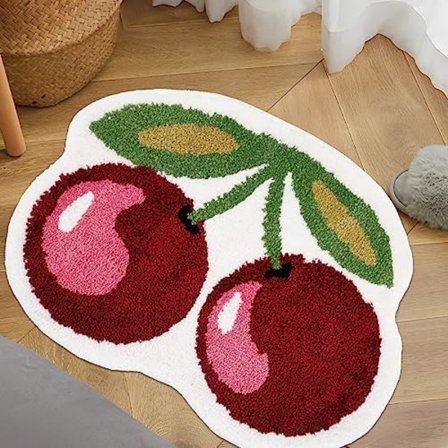 Kylpymatto, söpö kirsikka kylpymatto, vedenimevä lattiamattom, liukumaton, pehmeä ja mukava, kylpyhuoneeseen, kylpyammeeseen, suihkuun
