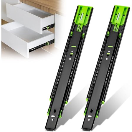 Lådskenor i rostfritt stål, 400 mm, med kullager och dämpning, för full utdragning, paket