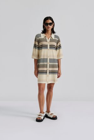 Malina - Kim mini dress - L - Beige Multi